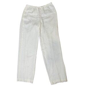 Armani Collezioni Womens White Linen Pants‎ Size 12 Made In Italy Designer Quiet